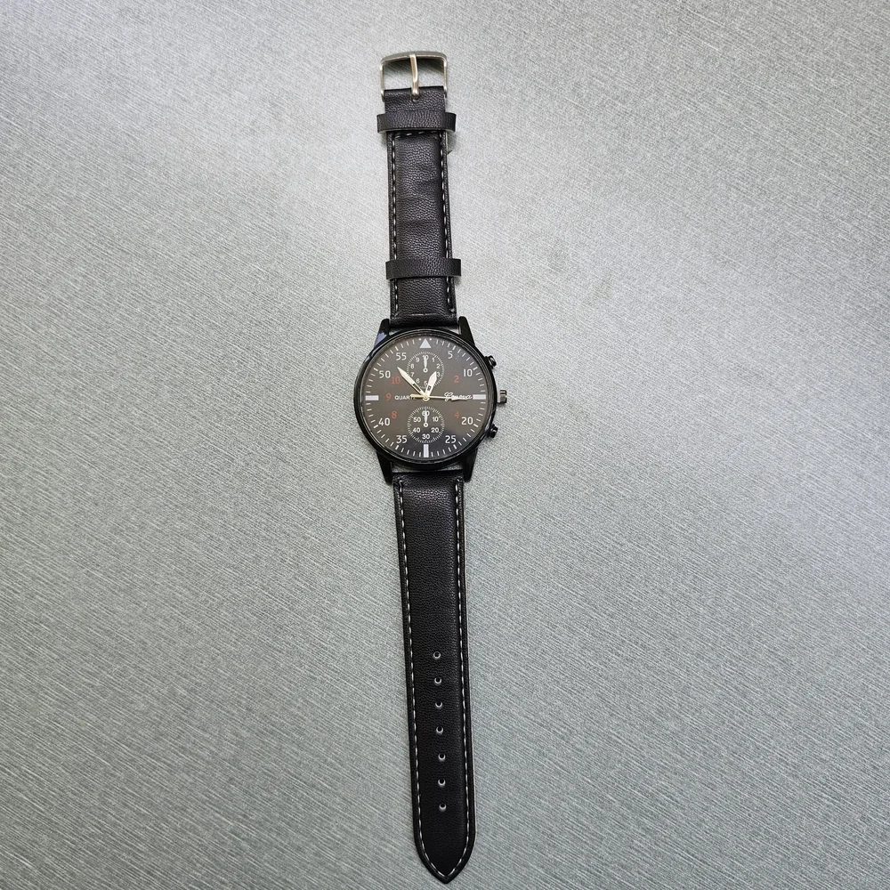 Man's Elegant Black Watch, Sunglasses, and Wallet Set